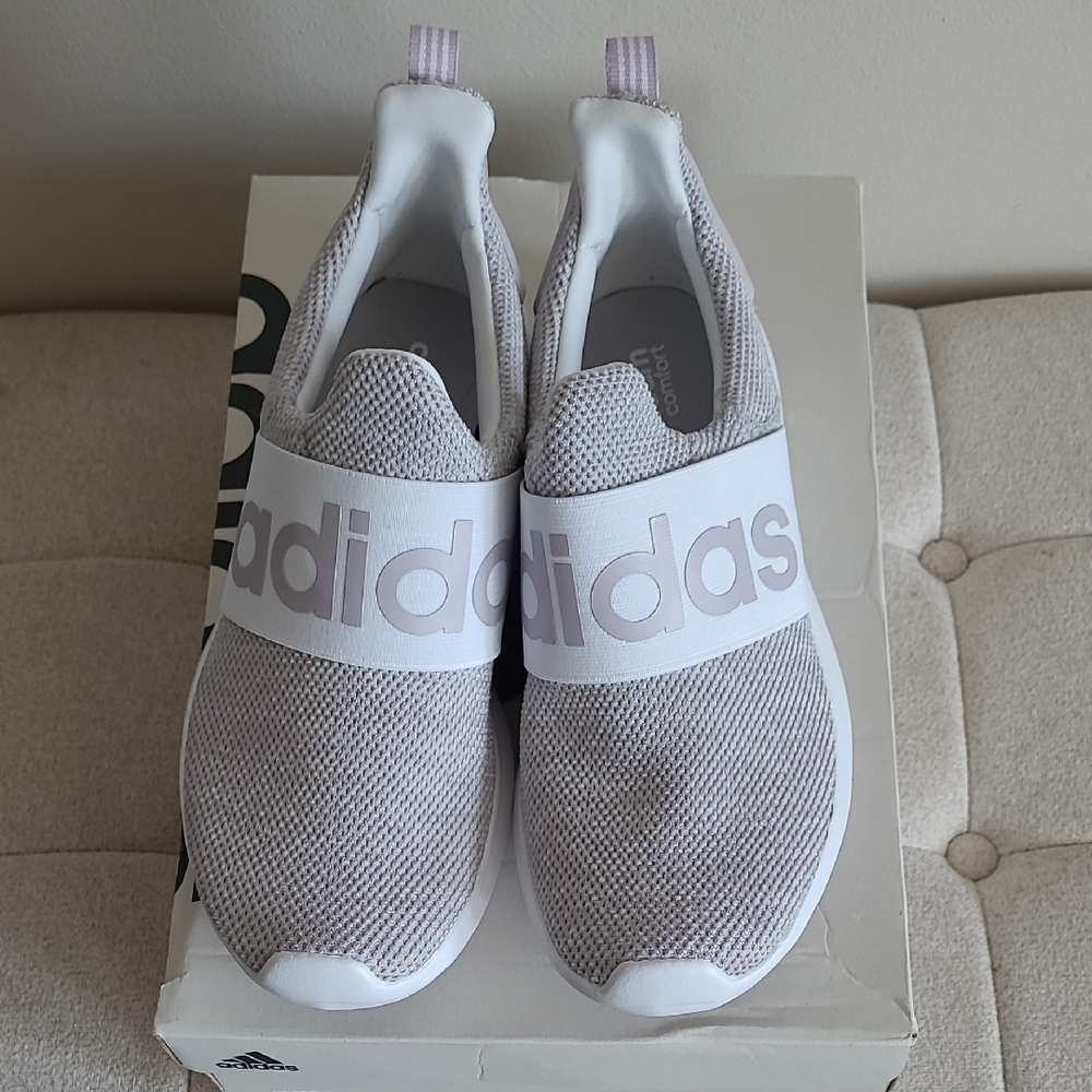 Adidas Light Gray Mesh Slip-On Shoes